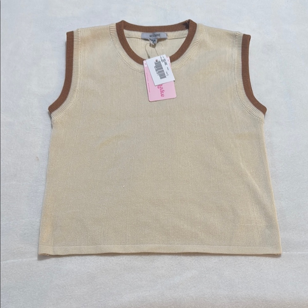 Cream and Brown sleeveless top
